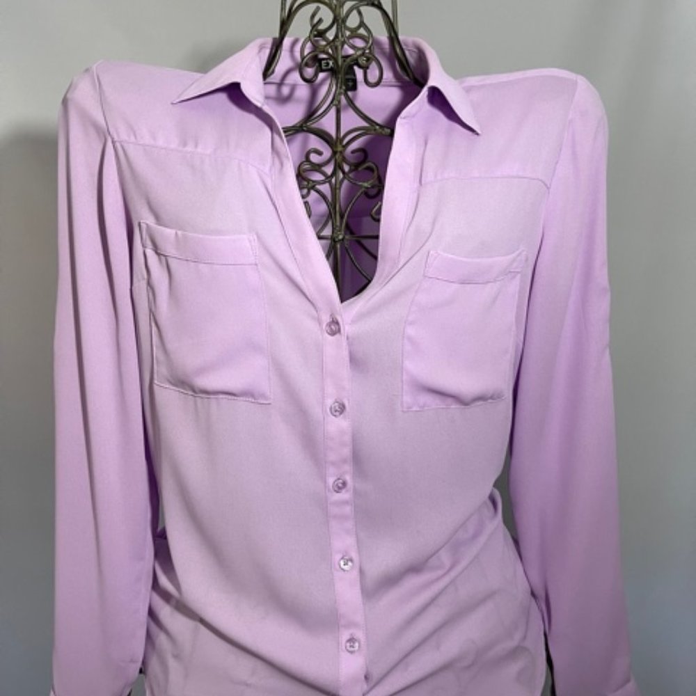 Express Lilac Button Up Blouse